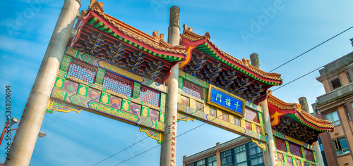 Vancouver, Canada - August 10, 2017: Entrance Gate of Chinatown on a beautiful sunny day.