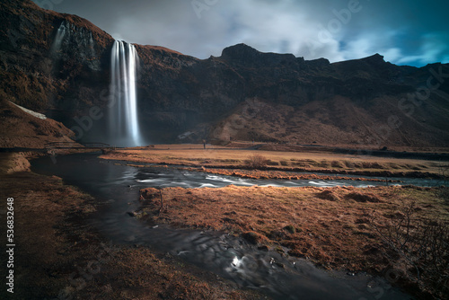 Seljalandsfoss is a waterfall, situated on the South Coast of Iceland close to the Ring Road.