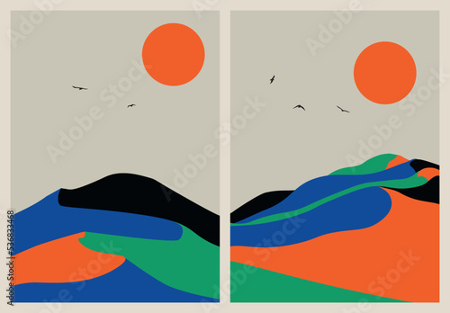 Colorful vector landscape of sand dune