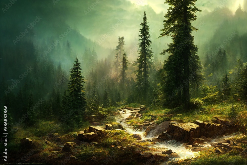 Obraz premium Fantasy forest illustration