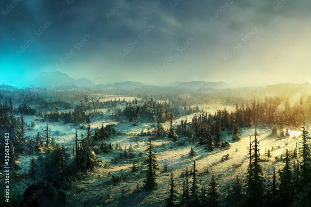 Winter forest illustration