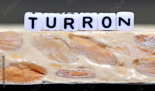 Nougat from Alicante, typical dessert of the Christmas holidays in Spain, made with almonds
 photo