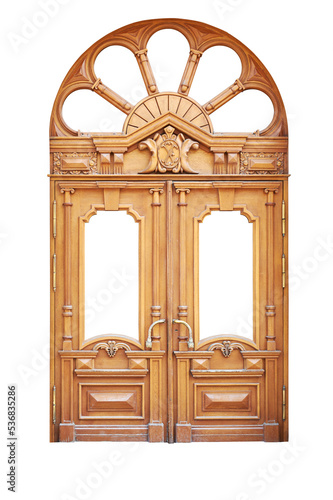 Obraz na płótnie ornate wooden door with beautiful carvings isolated on white background w salonie