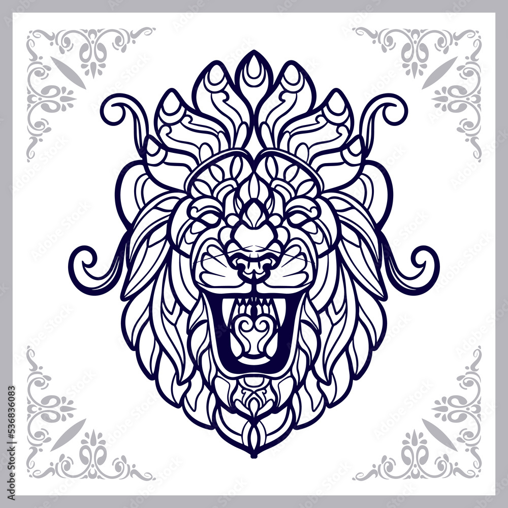 Lion head mandala arts isolated on white background Lion head mandala arts isolated on white background