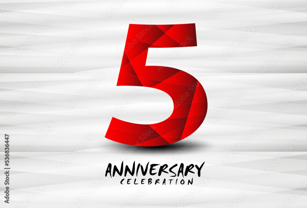5 Year Anniversary Celebration Logo red polygon vector, 5 Number Design, 5th Birthday Logo, Logotype Number, Vector Anniversary For Celebration, Invitation Card, And Greeting Card 5 Year Anniversary Celebration Logo red polygon vector, 5 Number Design, 5th Birthday Logo, Logotype Number, Vector Anniversary For Celebration, Invitation Card, And Greeting Card