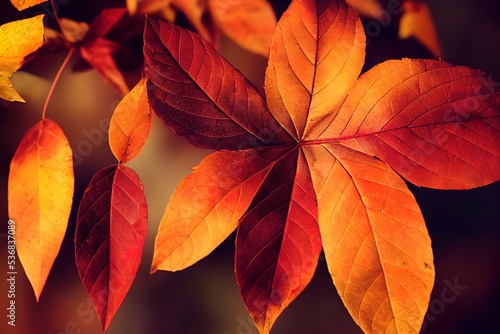 Autumn Leaf. Colorful background of multicolor leaves with natural light. Ai generated image