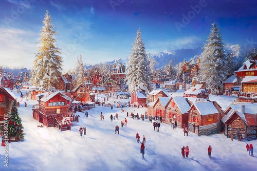 A generated image of Christmas Village. Christmas Background © Luisa