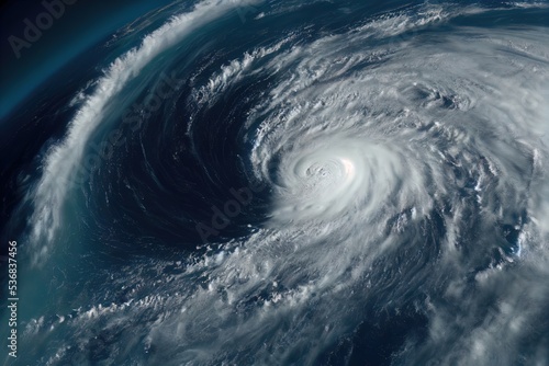 Powerful hurricane, cyclone view from space. Meteorological research from space. 3d illustration