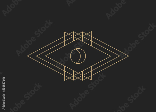 Logo in a modern style. Vector linear icon. Boho characters - moon logo design templates - abstract design elements for decoration in modern minimalist style for social media posts, stories.