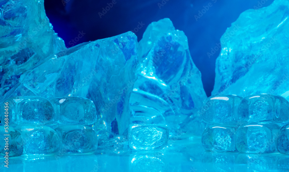 Fototapeta premium ice background.winter ice christmas background podium