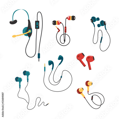 Set of Earbuds for Smartphone and Electronic Devices, Headphones, Wired and Wireless Earphones, Audio Equipment