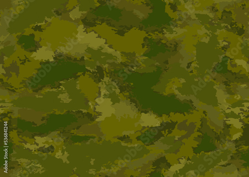 Full seamless watercolor camouflage texture print pattern. Usable for Jacket Pants Shirt and Shorts. Army textile fabric. Unique tie dye military camo. Vector illustration.