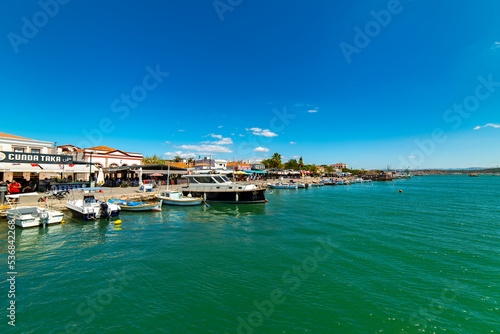 BALIKESIR, TURKEY - SEPTEMBER 5, 2022: CUNDA ISLAND (Alibey Island) beautiful landscape with blue sky. Ayvalik, Balikesir, Turkey.