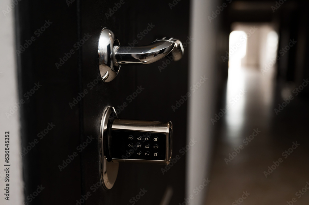 Door to the apartment with a combination lock. Keyless entry. Door to the apartment with a combination lock. Keyless entry.