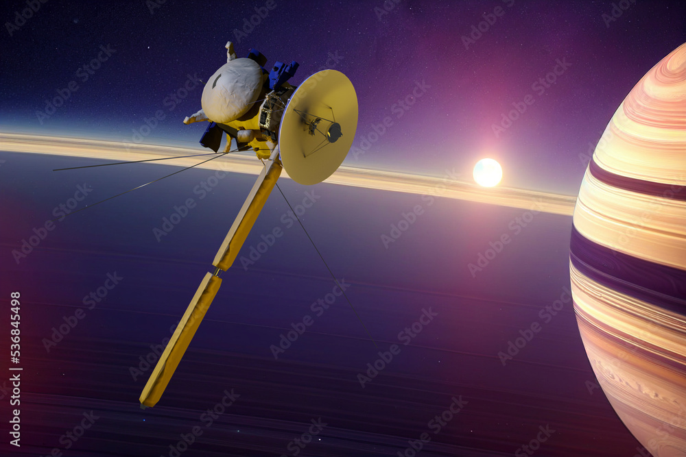 Unmanned spacecraft similar with the Cassini Huygens orbiter, closing