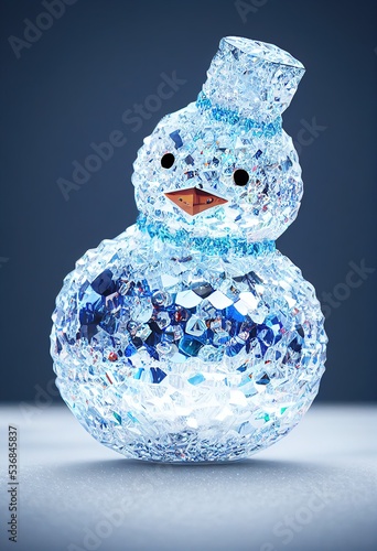 Colorful crystal snowman. A beautifully decorated 3D rendered snowman crystal. Perfect way to celebrate the holiday season. Snowman crystal