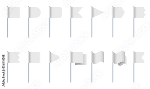 White flag shape mockup blank abstract isolated set. Vector graphic design illustration