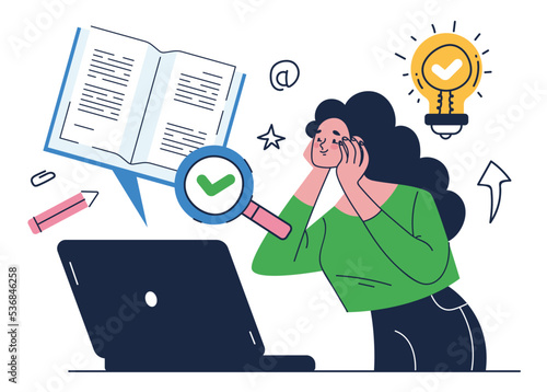 Online home school study education student university learning training abstract concept. Vector graphic design illustration