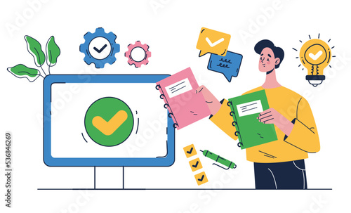 Online home school study education student university learning training abstract concept. Vector graphic design illustration