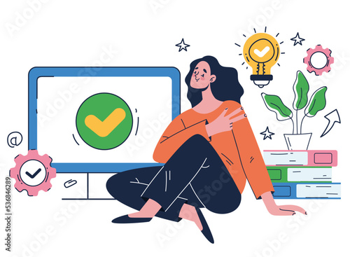 Online home school study education student university learning training abstract concept. Vector graphic design illustration