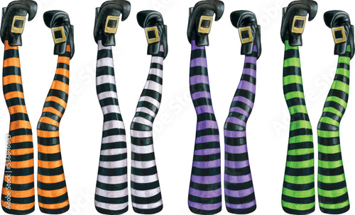 watercolor hand drawn halloween witch legs