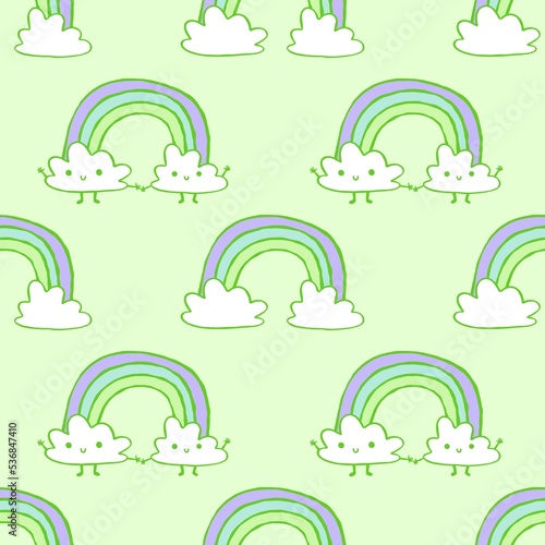 Cartoon doodle rainbow seamless pattern for wrapping paper and kids clothes print and fabrics and accessories
