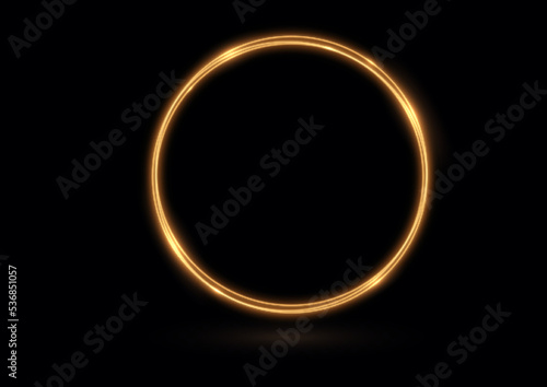 Golden swirl Line light effect Gold glowing circle