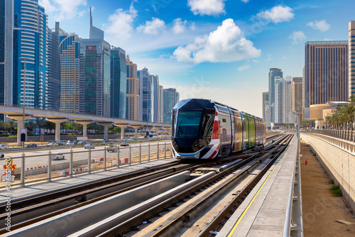 New modern tram in Dubai photo