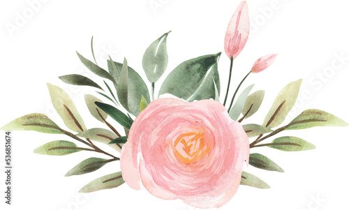 Watercolor Tropical Foliage, Flamingos, Pink Flowers, Peonies, Roses, Palm Leaves