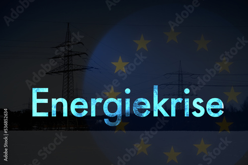 Energiekrise in Europa durch den Russland-Ukraine Krieg, Gasmangel, EU, Zusammenbruch des Stromnetzes, der Energieversorgung im Winter, Strommasten, Gasmangel, Energiekrise, Atomenergie, Russland photo