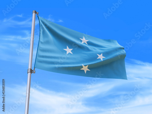 Micronesia flag waving in the wind