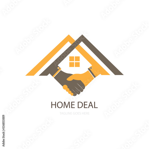 Hand shake, Home deal icon vector