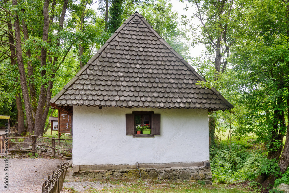 Trsic, Serbia - July 11, 2022: A little place in serbia where Vuk Karadzic was born. Old Serbian traditional house.