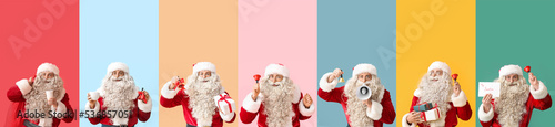 Collage of Santa Claus on c...