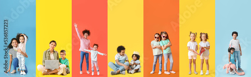 Collage of cute sisters and...