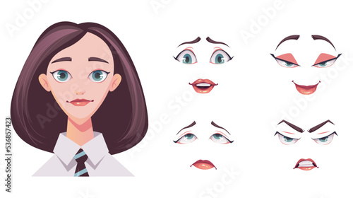Woman girl character face construction create animation avatar graphic design illustration