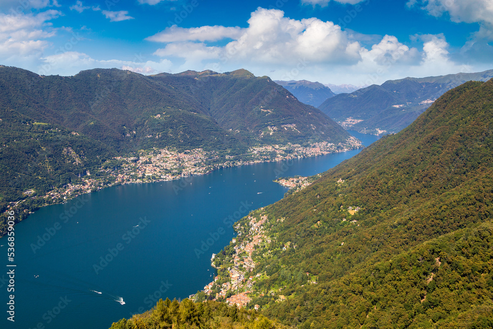 Panoramic view of lake Como in Italy