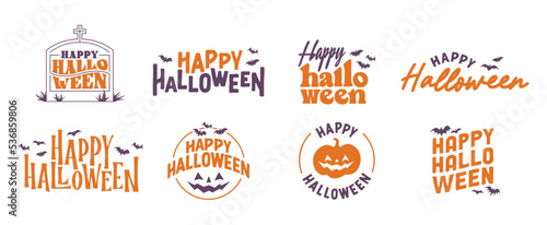 Happy Halloween lettering. Holiday lettering for banner, poster, greeting card or party invitation. Vector illustration.
