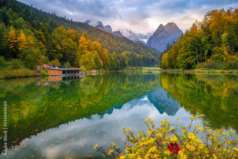 Riessersee and Zugzpitze at autumn, Garmisch-Partenkirchen, Bavaria