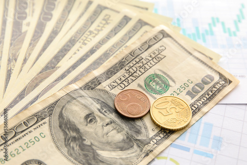 Dollar banknotes with cents...