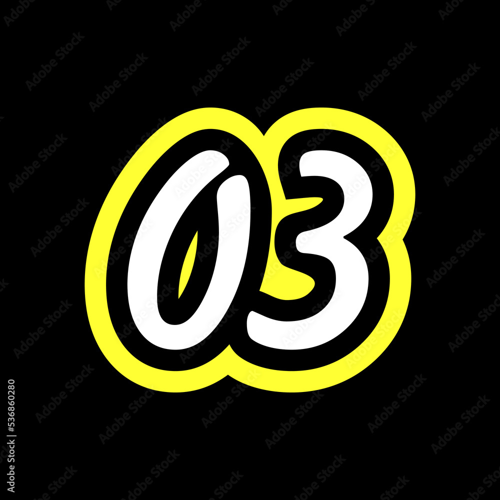 Obraz premium Simple Number 03 With Typography Logo