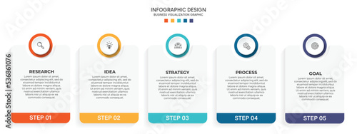 Steps business data visualization timeline process infographic template design with icons