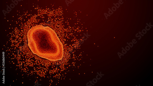 Monkeypox Virus. Virology 3D Render with Copy-Space. photo