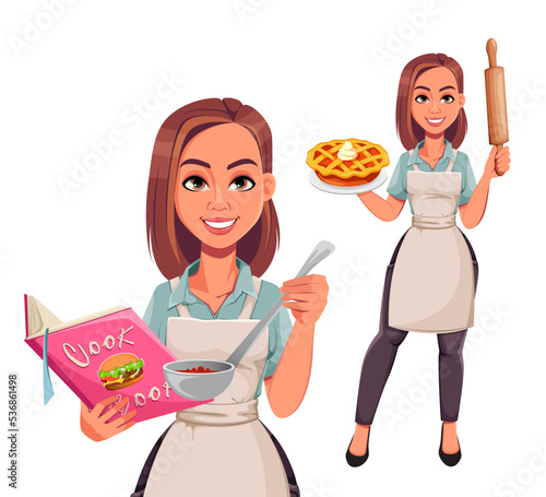 Housewife concept, young pretty stylish woman
