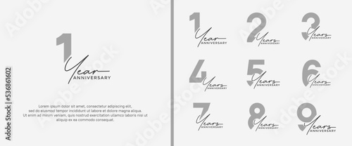 set of anniversary logo blue and gray color on white background for celebration moment