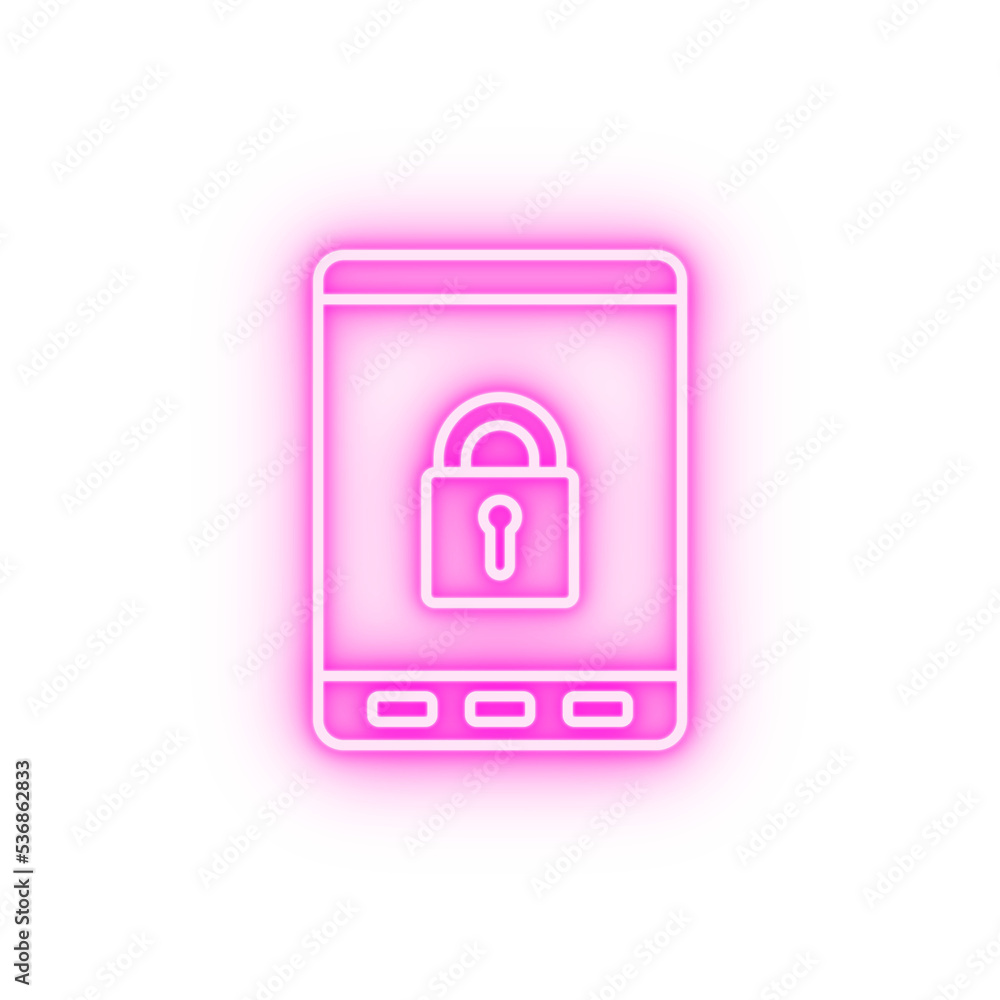 lock in phone line neon icon lock in phone line neon icon