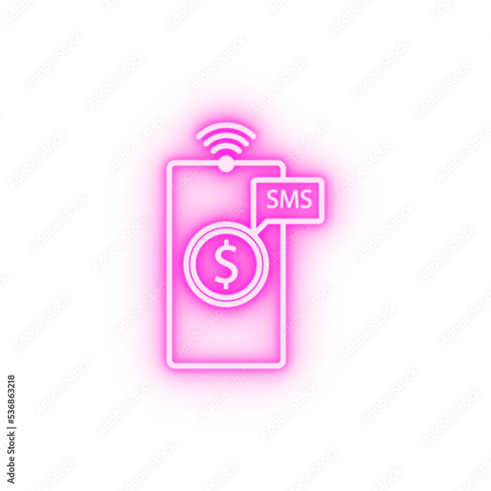 message about the receipt of money in mobile banking neon icon message about the receipt of money in mobile banking neon icon