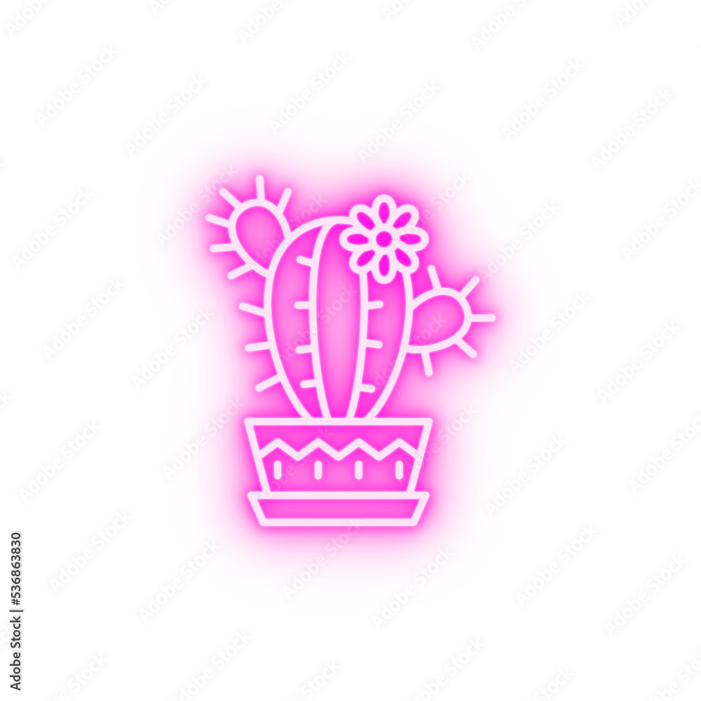 Workplace cactus neon icon Workplace cactus neon icon