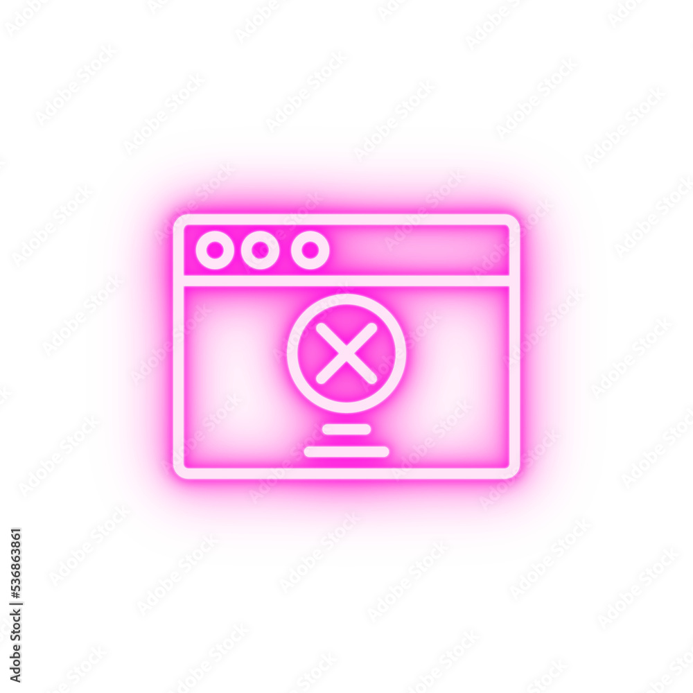 Browser web site check mark prohibit neon icon Browser web site check mark prohibit neon icon