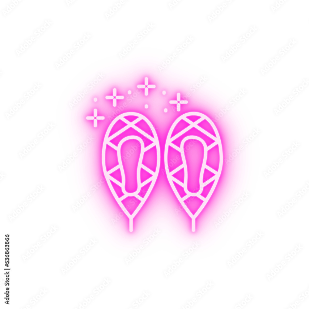 Snowshoes winter neon icon